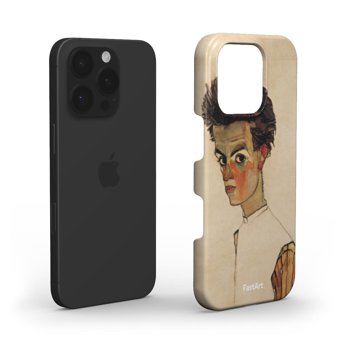 Autoritratto con camicia a strisce - Egon Schiele