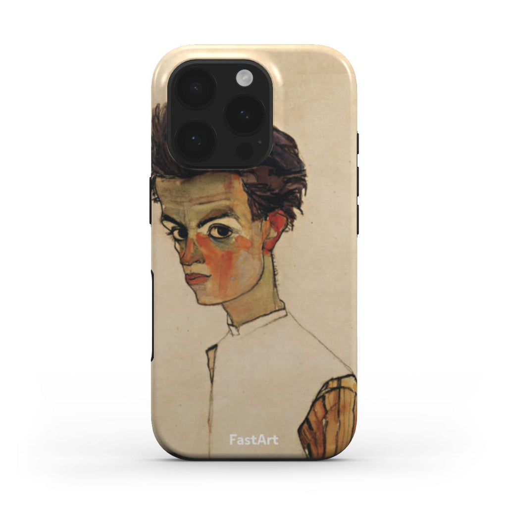 Autoritratto con camicia a strisce - Egon Schiele