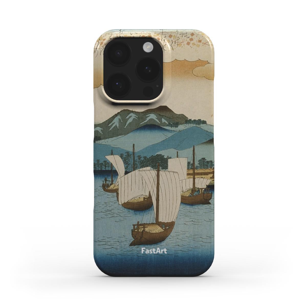 Vele di ritorno a Yabase dalla serie Otto vedute - Utagawa Hiroshige