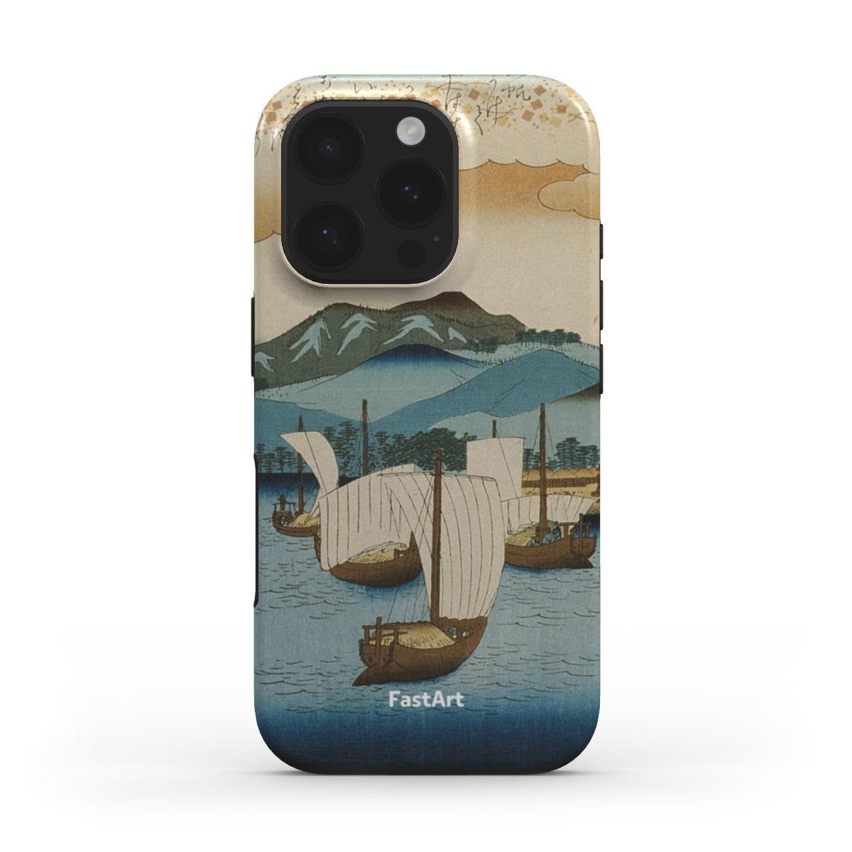 Vele di ritorno a Yabase dalla serie Otto vedute - Utagawa Hiroshige