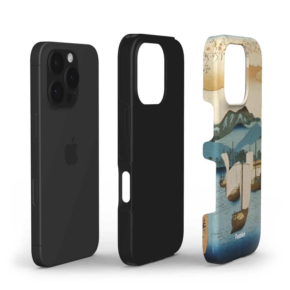 Vele di ritorno a Yabase dalla serie Otto vedute - Utagawa Hiroshige